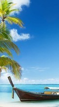 Scaricare immagine Boats,Palms,Landscape,Beach sul telefono gratis.