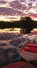 Scaricare immagine Boats,Landscape,Rivers,Sunset sul telefono gratis.