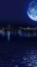 Scaricare immagine Moon, Sea, Night, Landscape sul telefono gratis.