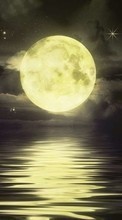 Scaricare immagine Moon, Sea, Night, Landscape, Pictures sul telefono gratis.