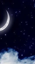 Scaricare immagine Moon, Sky, Night, Clouds, Landscape sul telefono gratis.