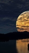 Scaricare immagine Moon, Night, Landscape, Rivers sul telefono gratis.
