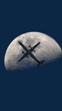 Scaricare immagine Moon, Landscape, Airplanes, Transport sul telefono gratis.