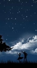 Scaricare immagine People, Sky, Night, Landscape, Stars sul telefono gratis.