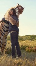 Scaricare immagine People, Tigers, Animals sul telefono gratis.