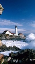 Scaricare immagine Lighthouses,Sea,Landscape,Nature sul telefono gratis.