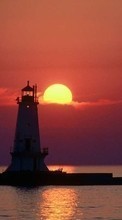 Scaricare immagine Lighthouses, Sea, Landscape, Sunset sul telefono gratis.