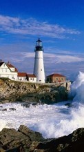 Scaricare immagine Lighthouses,Landscape,Waves sul telefono gratis.