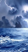 Scaricare immagine Lightning, Sea, Clouds, Landscape sul telefono gratis.
