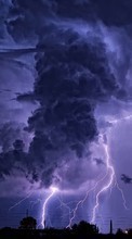 Scaricare immagine Lightning, Sky, Night, Clouds, Landscape sul telefono gratis.