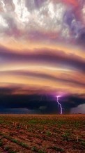 Scaricare immagine Lightning, Clouds, Landscape sul telefono gratis.