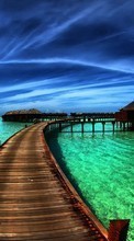 Scaricare immagine Sea, Bridges, Sky, Clouds, Landscape sul telefono gratis.