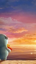 Scaricare immagine Cartoon, Sunset, Sky, Sea, Sun, Clouds sul telefono gratis.