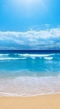 Scaricare immagine Sea, Sky, Clouds, Landscape, Beach, Waves sul telefono gratis.