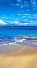 Scaricare immagine Sea, Sky, Clouds, Landscape, Beach, Waves sul telefono gratis.
