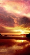 Scaricare immagine Sea, Sky, Clouds, Landscape, Sun, Sunset sul telefono gratis.