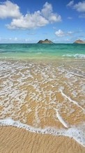 Scaricare immagine Sea, Clouds, Landscape, Sand, Beach, Waves sul telefono gratis.