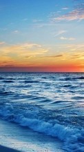 Scaricare immagine Sea, Clouds, Landscape, Waves, Sunset sul telefono gratis.