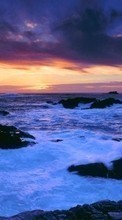 Scaricare immagine Sea, Clouds, Landscape, Waves, Sunset sul telefono gratis.