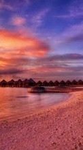 Sea, Palms, Landscape, Beach, Sunset per Apple iPhone 12