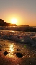 Scaricare immagine Sea, Landscape, Beach, Sun, Water, Sunset sul telefono gratis.