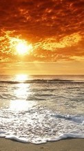 Scaricare immagine Sea, Landscape, Beach, Waves, Sunset sul telefono gratis.
