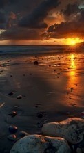 Scaricare immagine Sea,Landscape,Beach,Sunset sul telefono gratis.