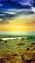 Scaricare immagine Sea,Landscape,Nature,Sunset sul telefono gratis.