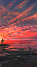 Scaricare immagine Sea, Sunset, Art sul telefono gratis.