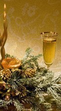 Scaricare immagine Drinks, Still life, New Year, Holidays, Candles, Vine sul telefono gratis.