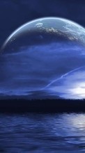 Scaricare immagine Sky, Night, Landscape, Planets, Rivers sul telefono gratis.