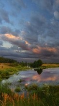 Scaricare immagine Sky, Clouds, Landscape, Fields, Rivers sul telefono gratis.