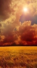 Scaricare immagine Sky, Clouds, Landscape, Fields, Sun sul telefono gratis.