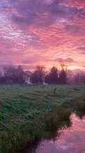 Scaricare immagine Sky, Clouds, Landscape, Rivers, Sunset sul telefono gratis.