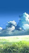 Scaricare immagine 1080x1920 Landscape, Grass, Sky, Clouds, Drawings sul telefono gratis.