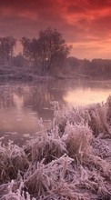 Scaricare immagine Landscape, Winter, Sunset, Sky, Lakes sul telefono gratis.