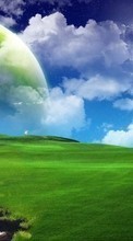 Scaricare immagine 320x480 Landscape, Grass, Sky, Planets sul telefono gratis.