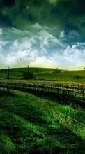 Scaricare immagine 1024x768 Landscape, Fields, Sky, Art sul telefono gratis.