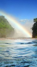 Scaricare immagine Sky, Landscape, Rainbow, Rivers sul telefono gratis.