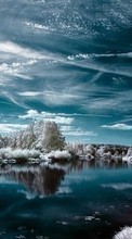 Scaricare immagine Landscape, Winter, Water, Rivers, Sky sul telefono gratis.
