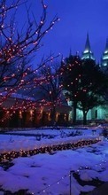 Scaricare immagine 240x320 Holidays, Landscape, Winter, New Year, Night, Christmas, Xmas sul telefono gratis.