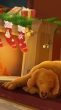 Scaricare immagine 800x480 Dogs, New Year, Christmas, Xmas, Drawings sul telefono gratis.