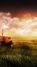 Scaricare immagine Clouds, Landscape, Fields, Transport, Sunset sul telefono gratis.
