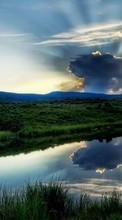 Scaricare immagine Clouds,Landscape,Rivers sul telefono gratis.