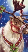 Scaricare immagine Deers, Holidays, Pictures, Christmas, Xmas, Snow, Animals sul telefono gratis.