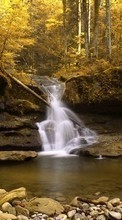 Scaricare immagine Landscape, Rivers, Autumn, Waterfalls sul telefono gratis.
