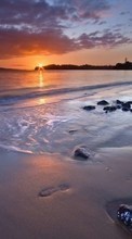 Scaricare immagine 240x320 Landscape, Sunset, Sun, Beach sul telefono gratis.