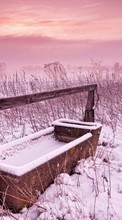 Scaricare immagine Landscape, Fields, Sunset, Winter sul telefono gratis.