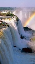 Scaricare immagine Landscape, Water, Waterfalls, Rainbow sul telefono gratis.