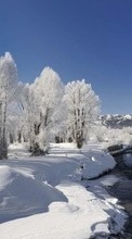 Scaricare immagine 1024x768 Landscape, Rivers, Snow, Water, Winter sul telefono gratis.